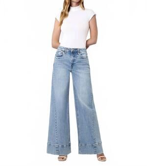 NEW VERVET BY FLYING MONKEY april wrap seam wide leg jeans in blue